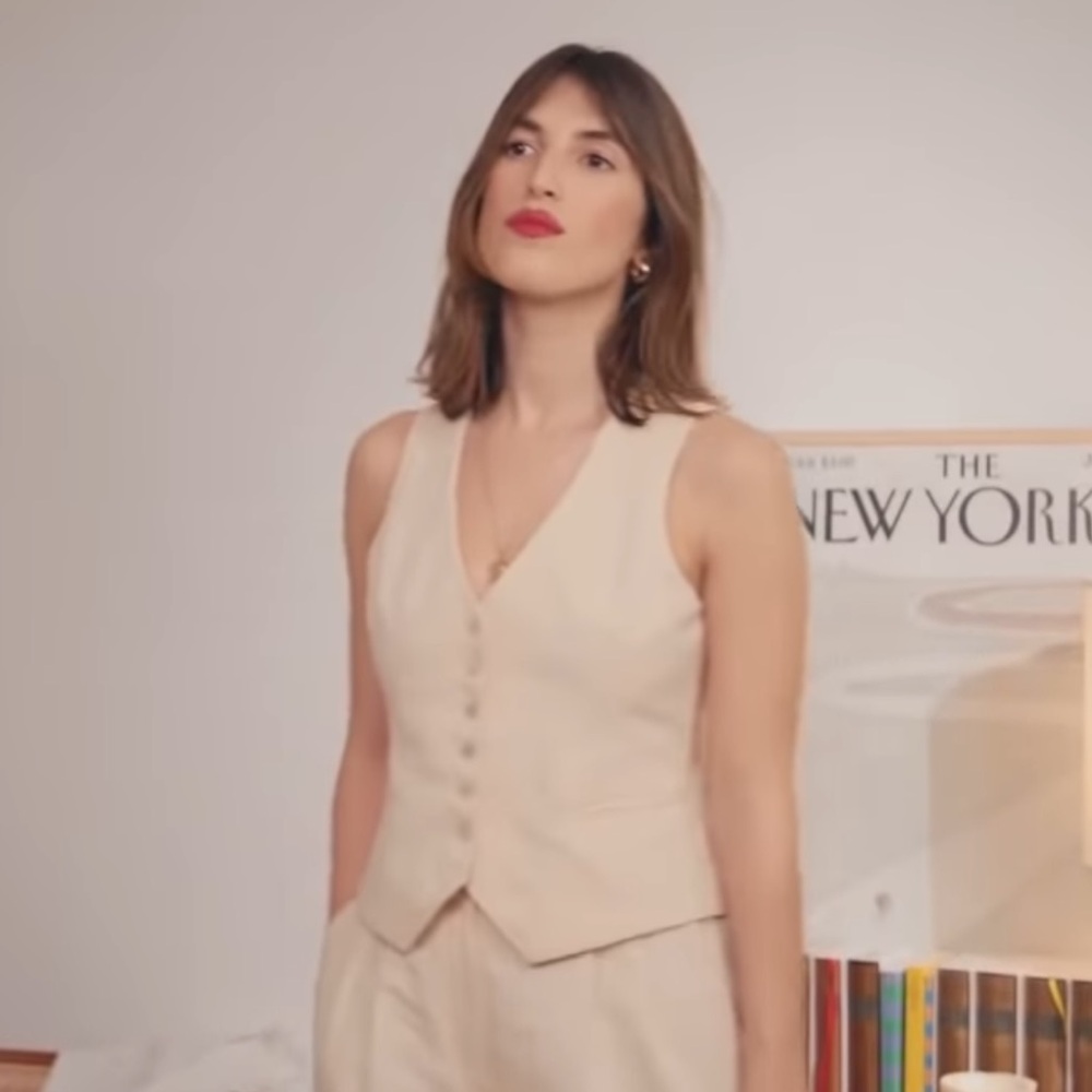 Rouje Jacob vest as seen on Jeanne Damas in Vogue